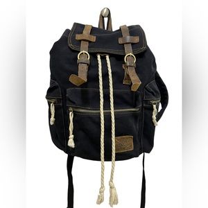 Aukmont Black Canvas Leather Trim Backpack